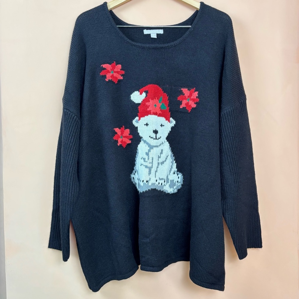 Woman Within Polar Bear Novelty Holiday Sweater Women's 3X Winter Christmas